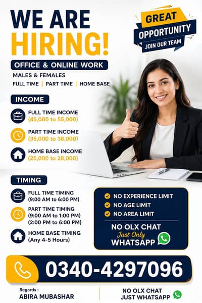 Office & Online Jobs – Full/Part Time – Male & Female