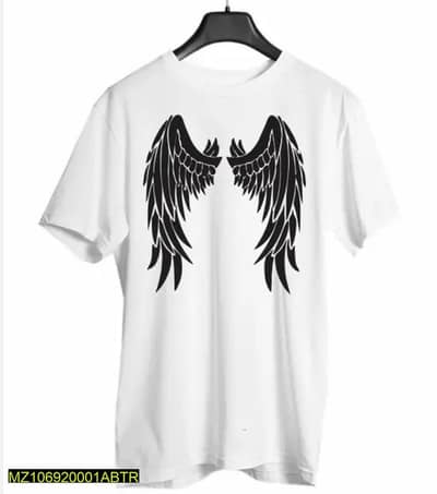 Men's White Angel Wings Printed T-Shirt Set | Medium to XL | Casual We