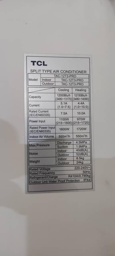 TCL T3 pro 1 ton