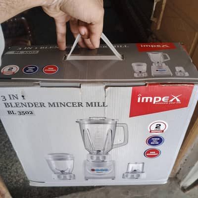 Impex 3 in 1 blender Mincer Mill BL 3502 - Brand new- urgent sale
