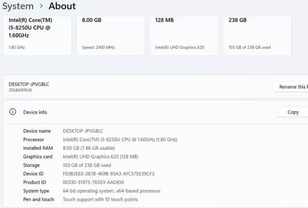 Lenovo Thinkpad/8GB Ram / 256GB SSD /Touch Screen Excellent Condition