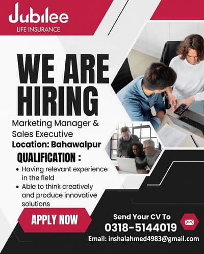 Sales Executive Required – Jubilee Life Insurance | Attractive Incent