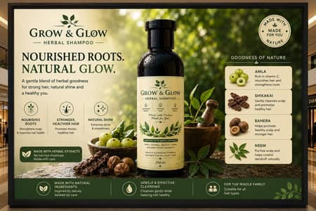 GROW & GLOW Shampoo 100% no chemical pure organic