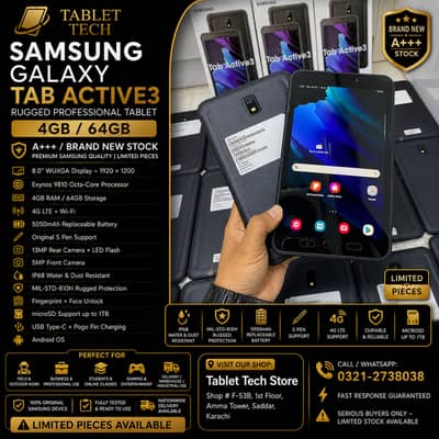 Samsung Galaxy Tab Active3 4GB/64GB | 4G LTE | Rugged IP68 Tablet