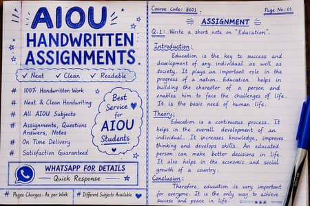 AIOU Handwritten Notes & Assignment Formatting Service