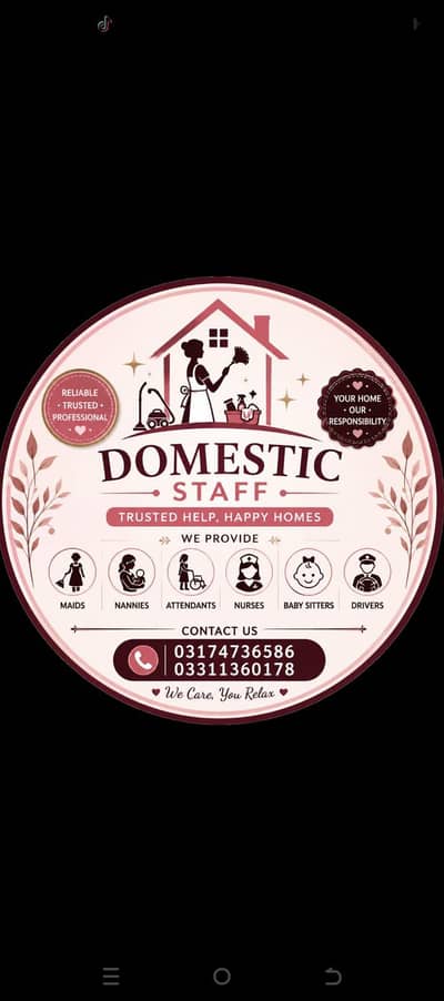 provide domestic staff maids cooks drivers nurse babysitter attendant