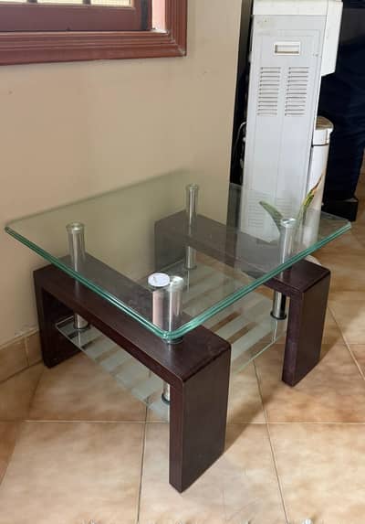 2 Square Shape Glass top Coffee Tables