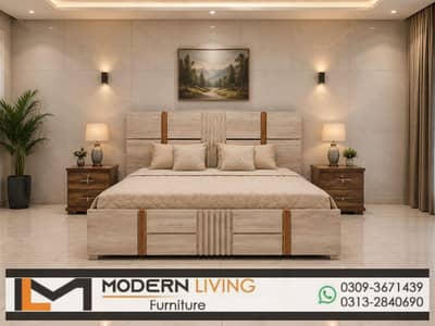 King size bed with 2 side tables best quality in your choice colours