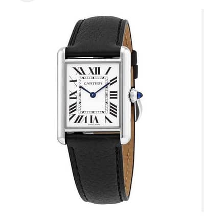Cartier Tank Style Luxury Watch - Black & Brown Leather Strap Options