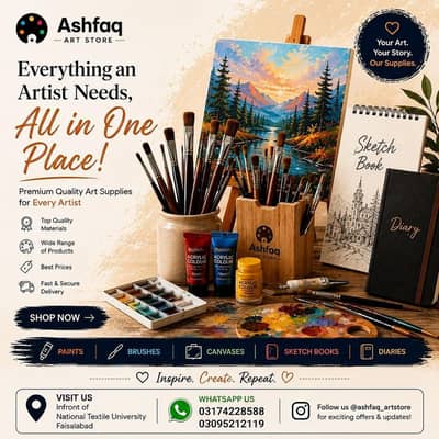 Art or Paints k saman available hai