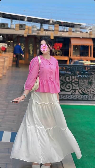 Most trending pink bow top 2 piece Stitched collection
