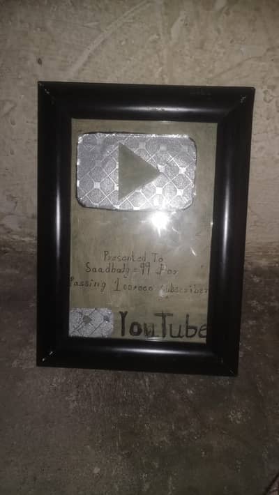 Handmade cardboard silver play button | YouTube Award Frame Replica