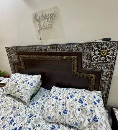 King Size Bed Set with Side Table & Dressing table With Mirror