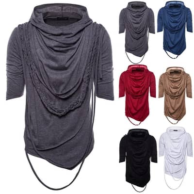 Men Hooded Drape T-Shirt Summer Multi Color