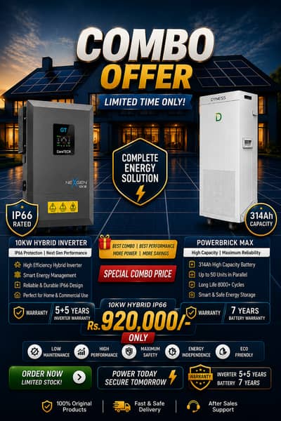 10KW Hybrid Inverter/CoreTECH + 314Ah Dyness Battery | Combo Offer