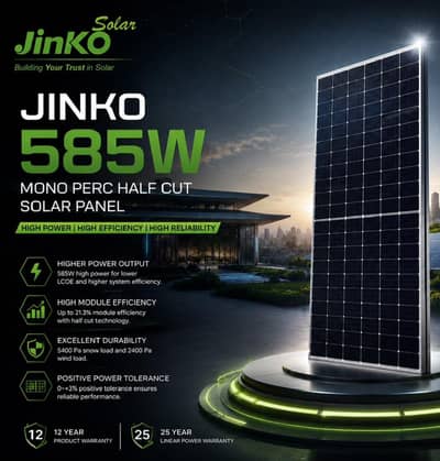 Jinko solar 585 A grade double glass by facial.