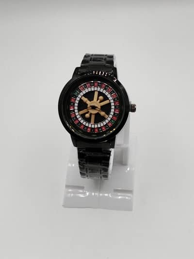 Unique Roulette Style Black Watch - Steel Chain, Brand New With Box 
