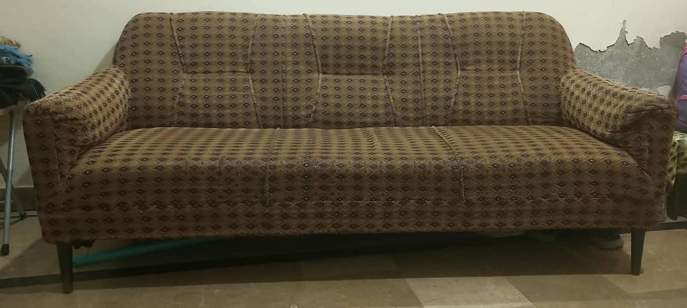 Old Solid Wood Five Seater Sofa Set 1