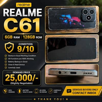 Realme C61 6GB/128GB | Condition 9/10 | Fresh Phone | 25,000
