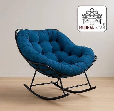 Comfortable Rocking Chair with Iron Frame & Velvet Cushion