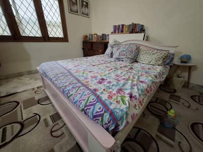 Hand-Painted King Size Bed + Mattress — One of a kind