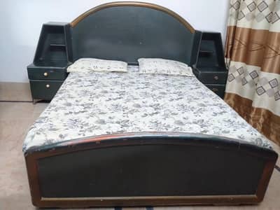 03 Piecec Double bed with matress  ;, Side table,  dressing table