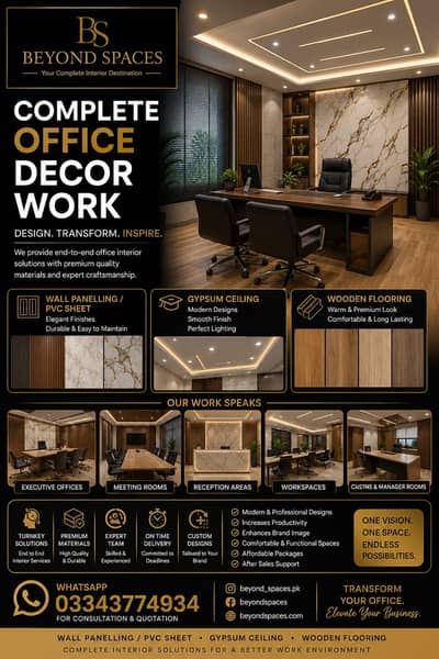 Office Renovation | Gypsum Ceiling | Media Wall | PVC