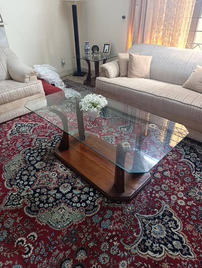 6 seater sofa along with center table and side tables