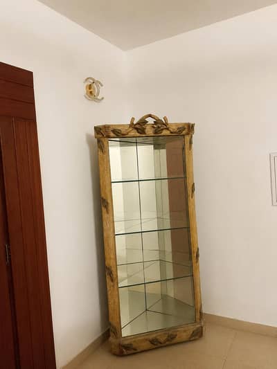 Antique Style Wooden Glass Display Showcase