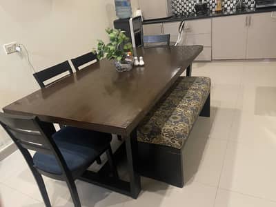 Solid Wood Dining Table Set – Seats 6