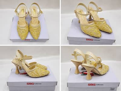 Ladies Fancy Cream High Heel Sandal