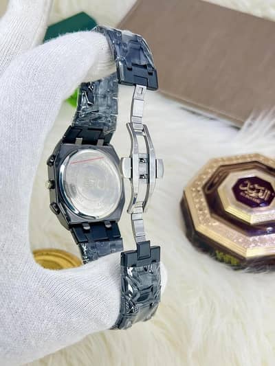 Men's Black Steel Chain Watch 26mm Round