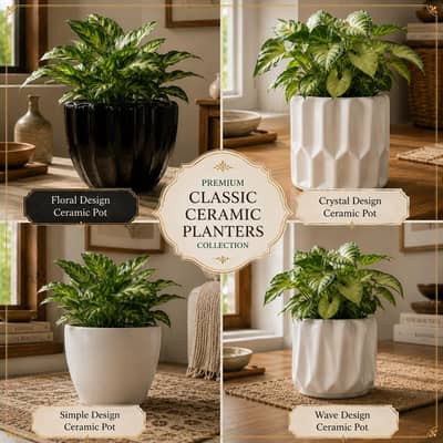 Premium Classic Ceramic Planters Collection |4 Elegant Designs