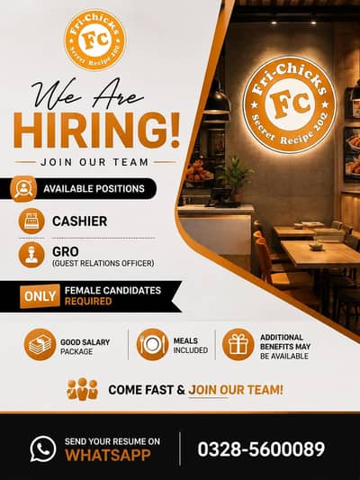 we are urgent hiring female staff for restaurant