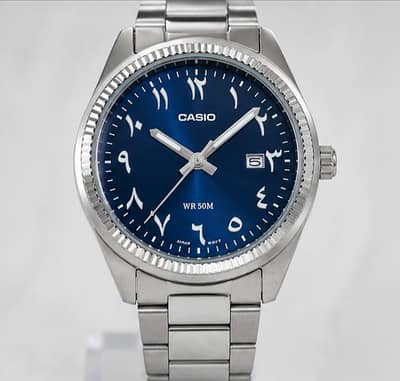 Casio Blue Dial Men’s Watch – Stainless Steel – WR 50M