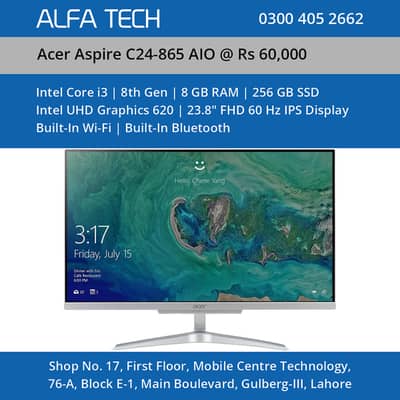 Acer All-In-One Core i3 8th Generation 8GB 256GB 23.8” | Aspire C24-86