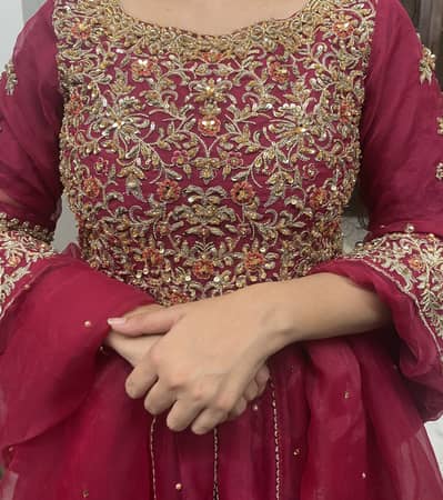 Title: Magenta Pink Haris Shakil-Inspired Wedding Dress
