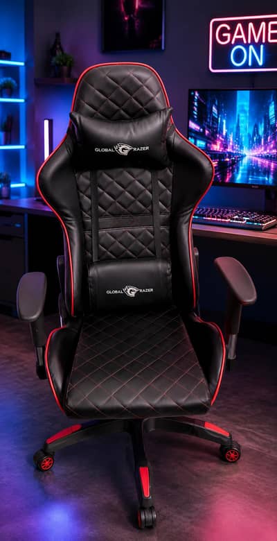  PREMIUM GAMING CHAIR |BLACK &RED ERGONOMIC & STYLISH 