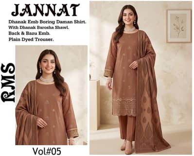 Dhanak Embroidered 3 pc