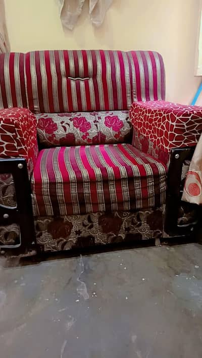 wood and clothes sofa 6 seater
