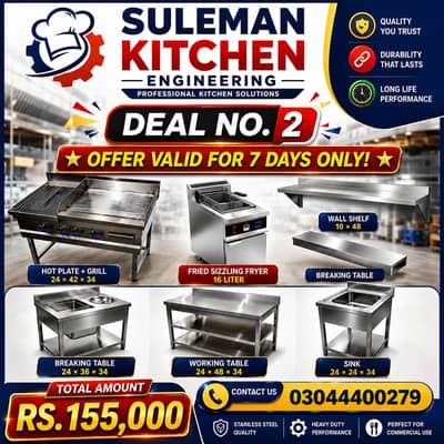 Resturant equipment for sale/ Hot Plate Grill/Working Table/Wall Shelf