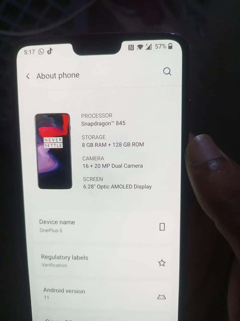 One Plus 6 single sim pta 5