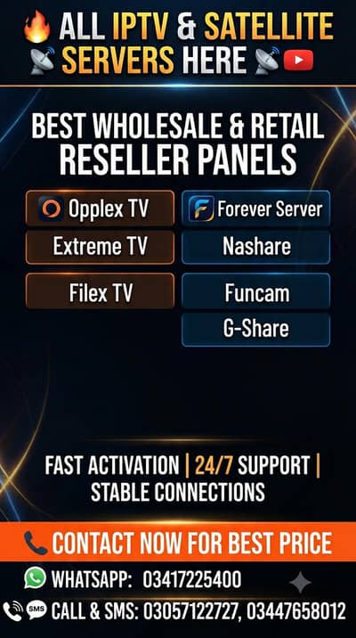 All IPTV Apps, Satellite Server Recharge & DTH Packages Available