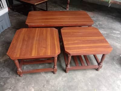 3-Piece Wooden Center Table Set – Almost New Condition