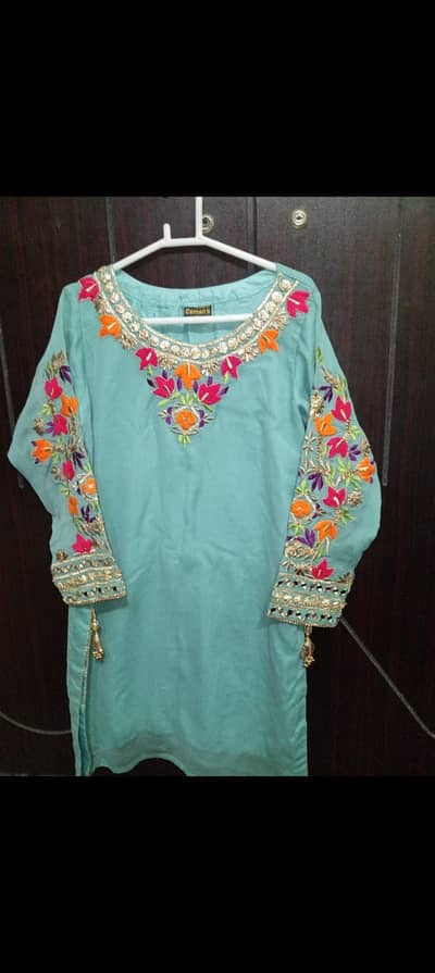 Embroided Mehendi dress sharara and shirt
