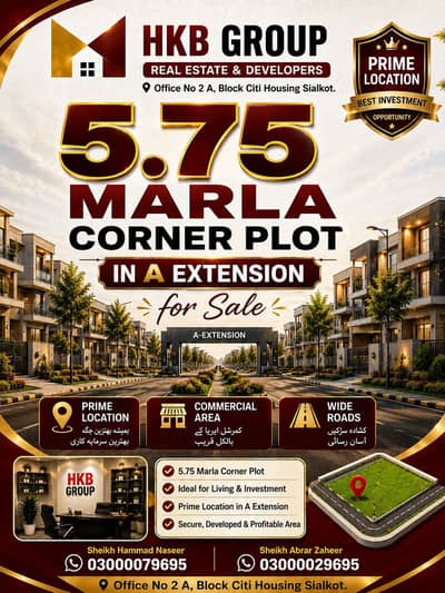 5.75 Marla Corner Hottest location Plot For Sale in Prime Location