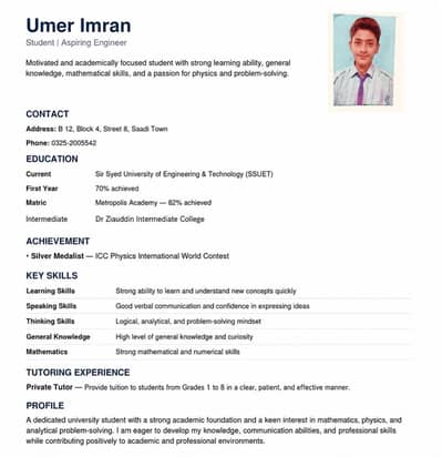 Home Tutor for grade 1 - 8 Students