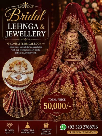 bridal lehenga with jewelry
