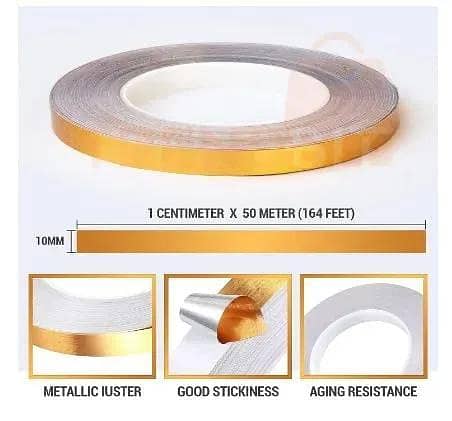 Waterproof Self-Adhesive Floor Sealing Caulk Strip Golden Line Border Sticker Wall Seam Sealing Tape Gap Cover Diy Decoration