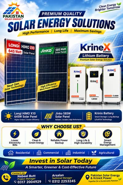 LONGi 645W Jinko 585W Solar Panels KrineX Lithium Battery Solar Soluti